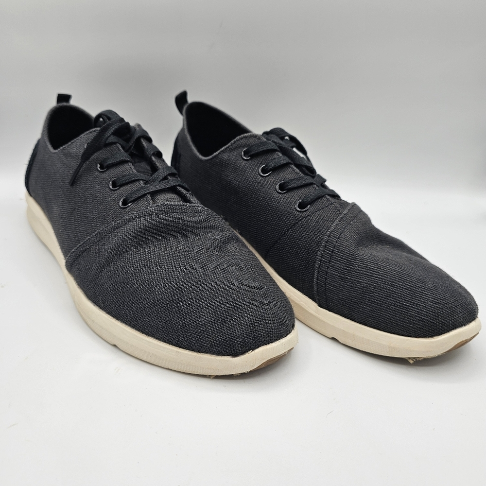 TOMS Men's Del Rey Linen Canvas Burlap Lace Up Sneakers 12